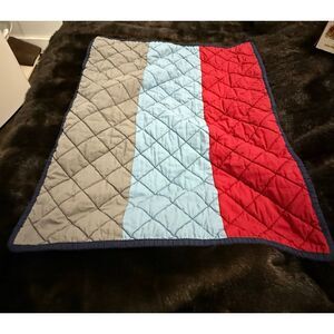 Pottery Barn Kids Block Stripe Quilted Standard Sham Red/Blue/Gray